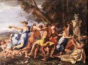 POUSSIN, Nicolas Bacchanal before a Statue of Pan zg oil on canvas